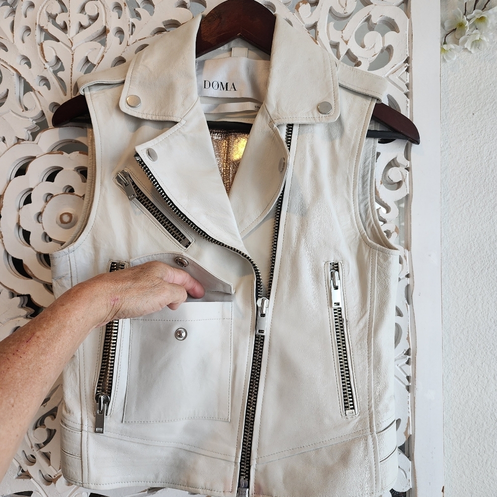 DOMA VEST LEATHER MOTORCYCLE JACKET, NEW SIZE SMALL WOT - Picture 12 of 16